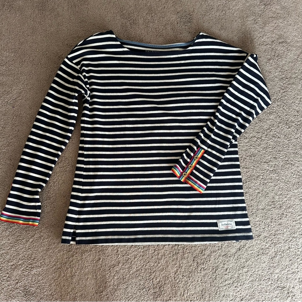 Talbots NAVY Rainbow Cuff Nautical Cape COD Old Money Fisherman 100% Cotton - Picture 4 of 10